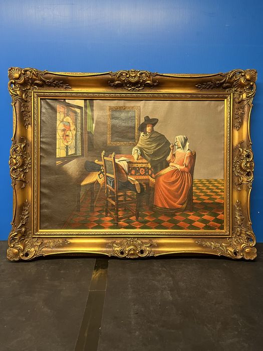 Стара картина “The Glass of Wine” по Johannes Vermeer