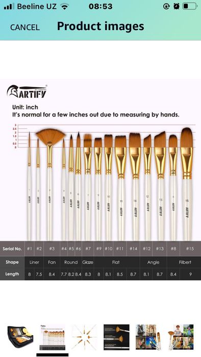 кисть, bo’yoq cho’tkasi, paint brush