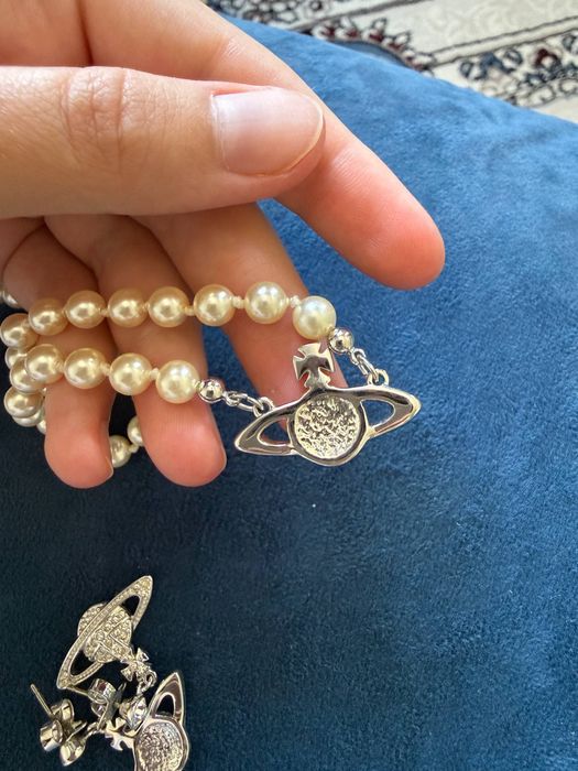 Комплект Vivienne Westwood: колье Mini Bas Relief Pearl + серьги