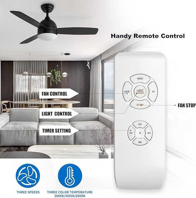 Лед полилей вентилатор с дистанционно черен, венге