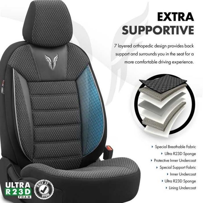 К-т Луксозна Тапицерия Automat-OTOM, Черна със сив шев, TORO Design