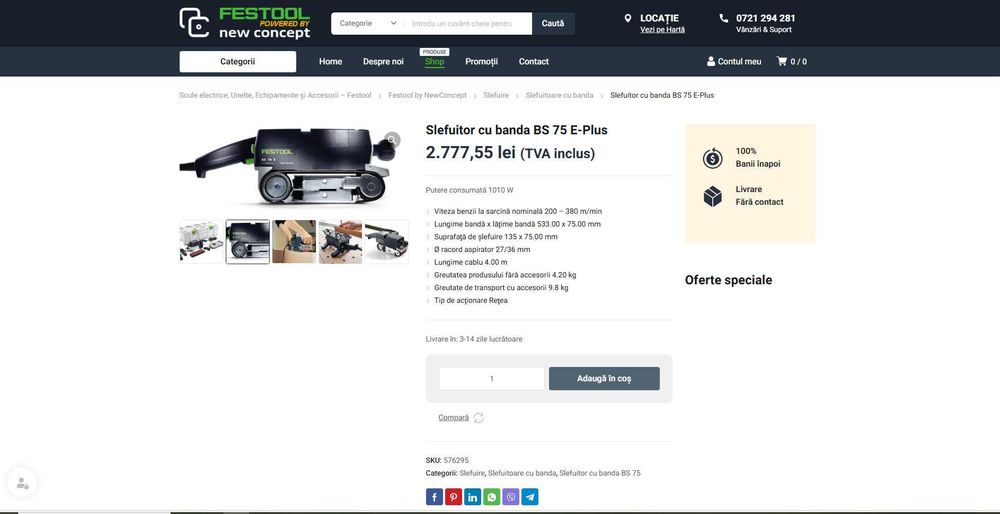 Festool BS 75 E slefuitor cu banda