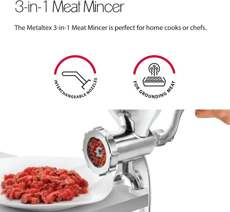 Месомелачка Metaltex, алуминий, сребриста, 10x14x26,5 см, лек ДЕФЕКТ