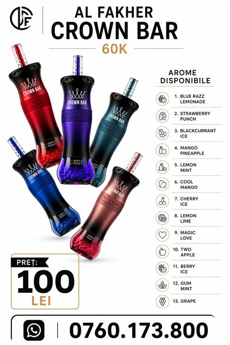 Narghilea / Vape-uri / Țigări electronice / E-shisha -  AL FAKHER CROWN BAR 60K