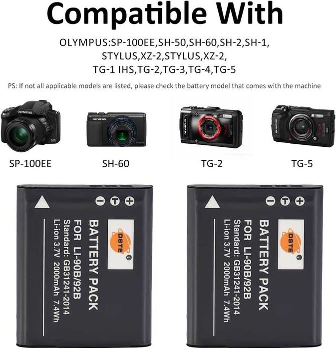 Батерия DSTE LI-90B / LI-92B за Olympus