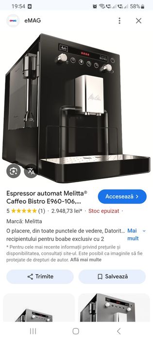 Espressor melitta caffeo bistro expresor aparat cafea