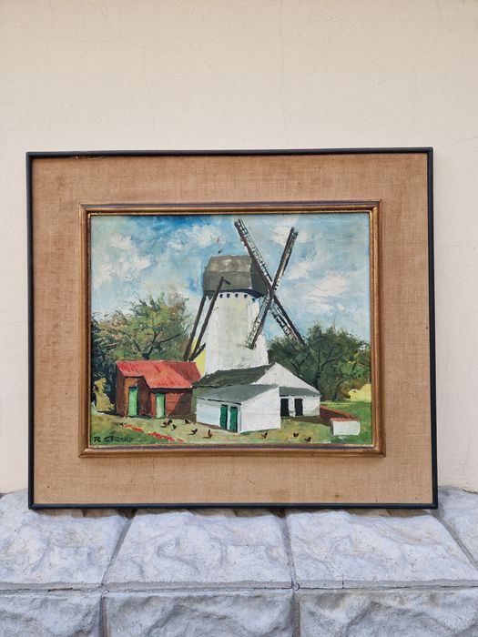 Красива антикварна холандска авторска картина масло върху платно