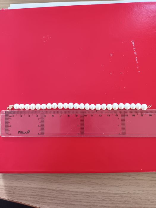 Руски бижута - гривна с ест. перли и злато и брошка с кехлибар