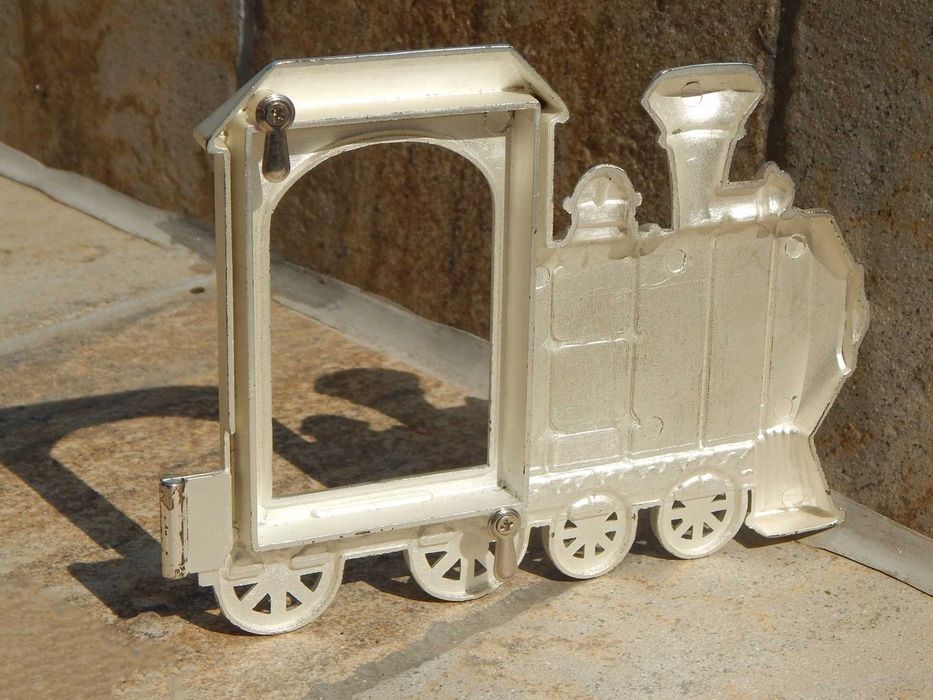 Rama pentru fotografii locomotiva tren cu aburi metalica uzata