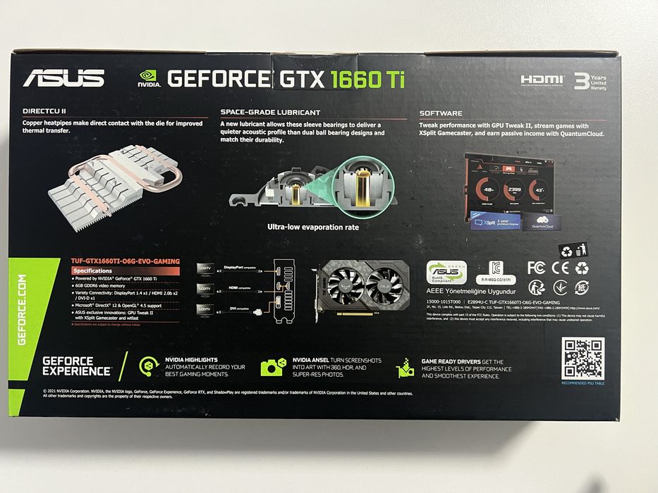 ASUS TUF 1660 ti 2 вентилатора НОВА
