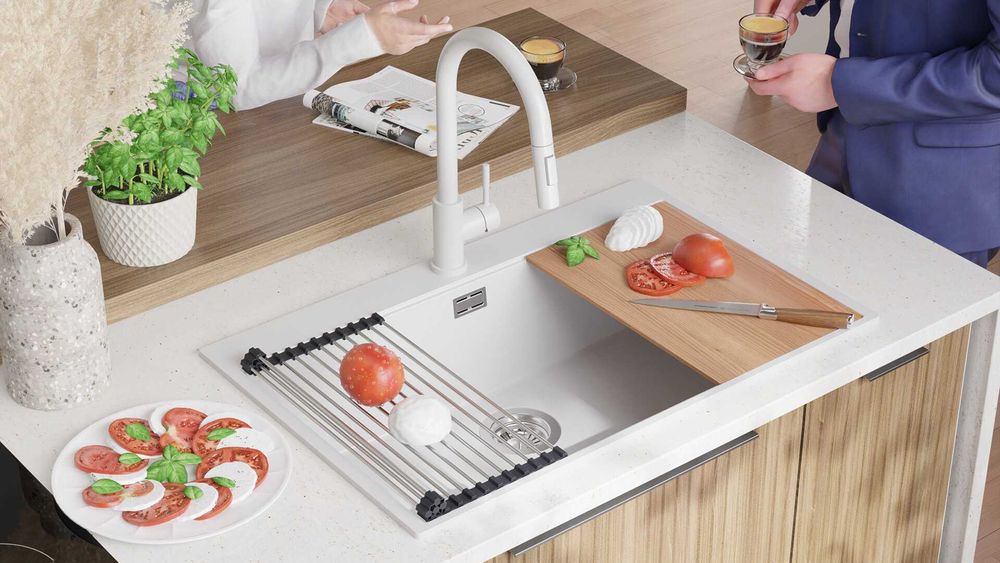 бяла Кухненска Мивка от гранит Осло 80 XXL Top 780 x 500 mm