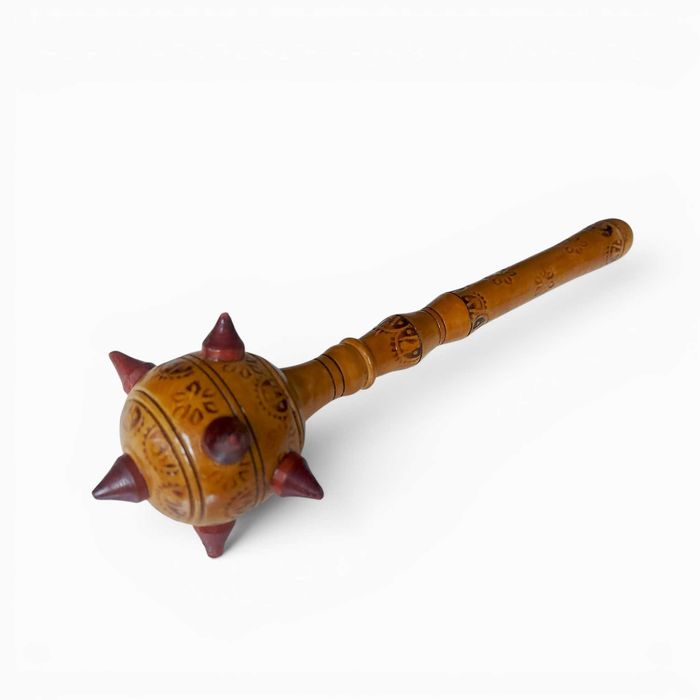 Buzdugan decorativ din lemn pirogravat manual – Jucărie vintage / Suvenir 24 cm