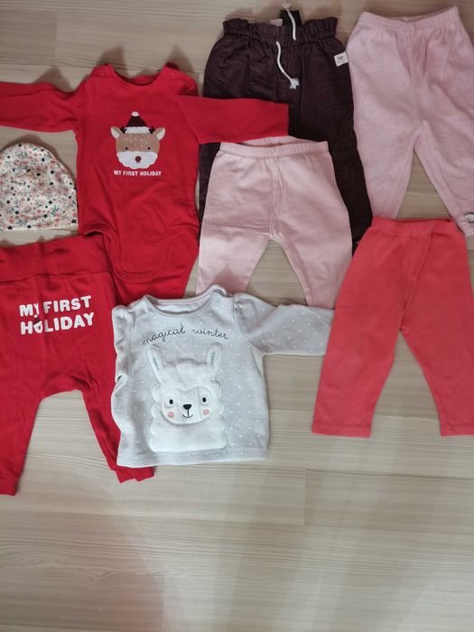 Set Craciun+pantaloni+bluza 6-9 luni
