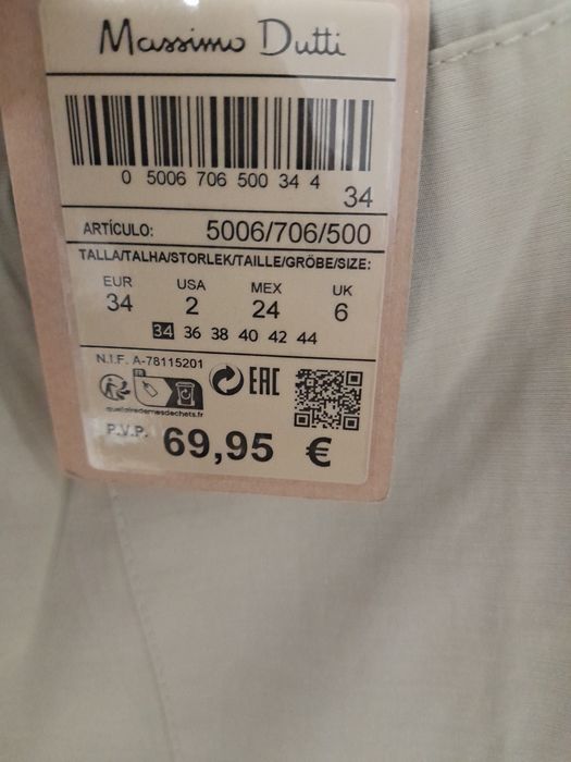 Pantaloni Massimo Dutti din bumbac wide leg verde pastel marimea XZ