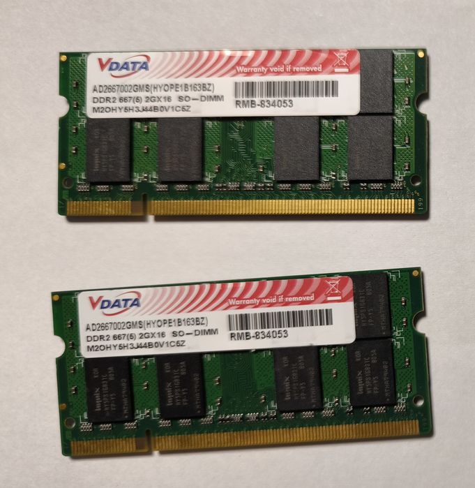 Оперативная память DDR2 (SO-DIMM ) от V-Data 667MHz 4GB (2 шт по 2GB)