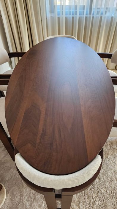 Овална маса и столове - Тъмен орех