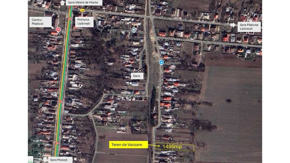 De Vânzare, Teren Intravilan, 1495mp, 14€/mp, in Lipănești, Prahova
