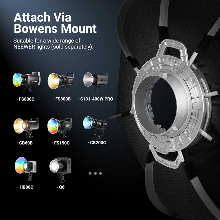 NEEWER BASICS Осмоъгълен софтбокс Bowens Mount, 90 см, NS64P