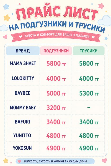 Подгузниктер бар арзан бағада