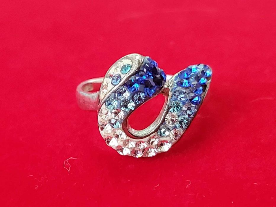 AG69,inel argint 925,nou/marcat, zirconiu bleu degrade, model deosebit