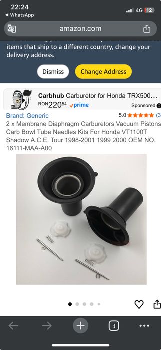 Vand membrane cu pistonase carburator honda shadow 1100