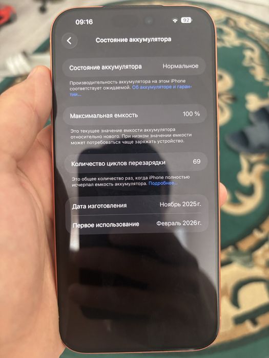 iPhone 17 Pro Max 256 GB (100%) аккумулятор