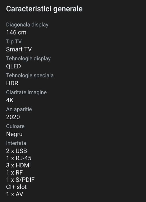 Samsung QLED, 58Q60T, 146 cm - defect