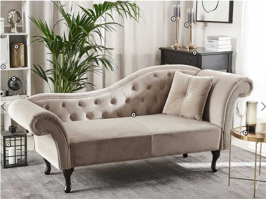 Vand Canapea Șezlong dreapta LATTES Catifea Crem