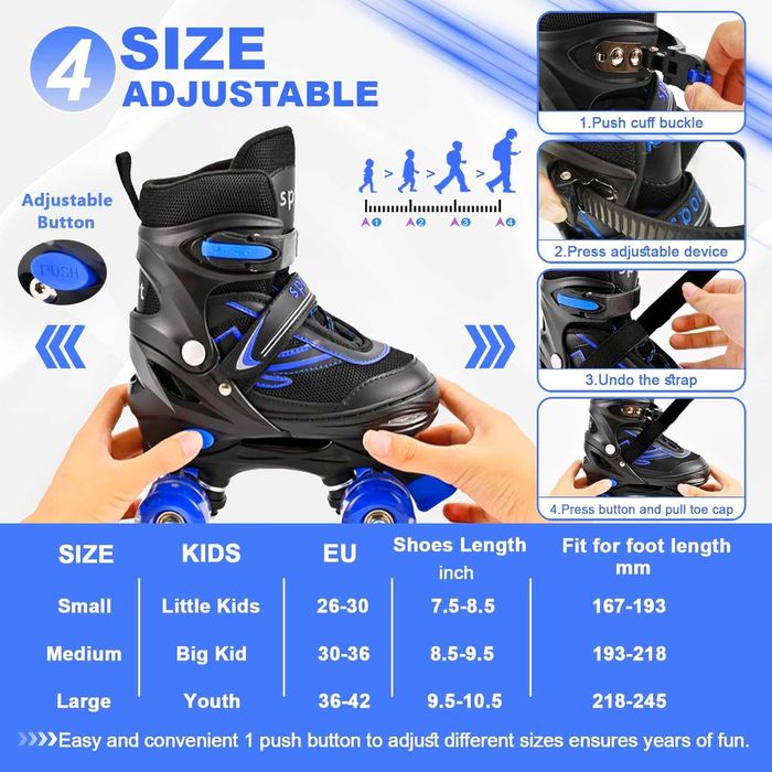 Ролкови кънки,светещи размер М-от№ 33 до № 37| 20-23 см