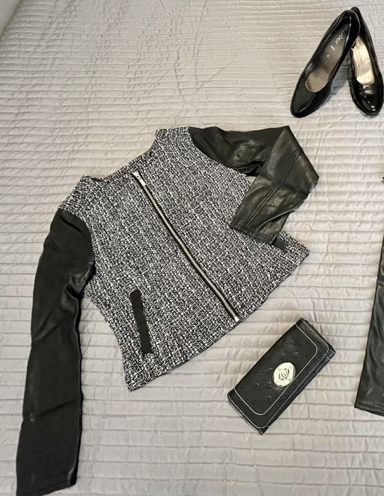 Лукс бутикова рокля; Кожено сако + подарък обувки и портмоне