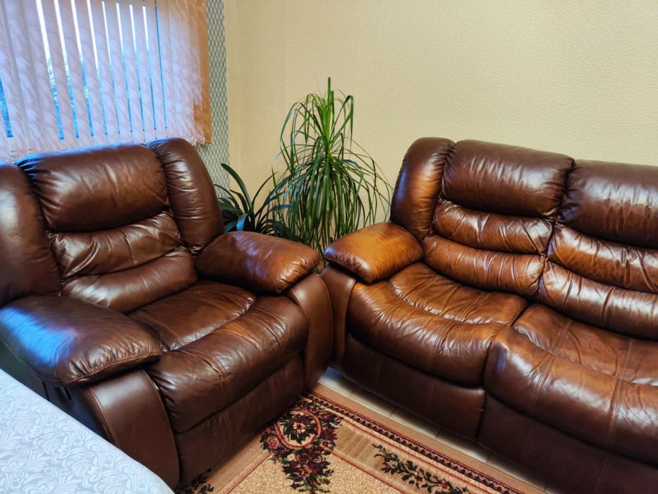 Кожен Диван Холна гарнитура/ релакс Фотьоили
