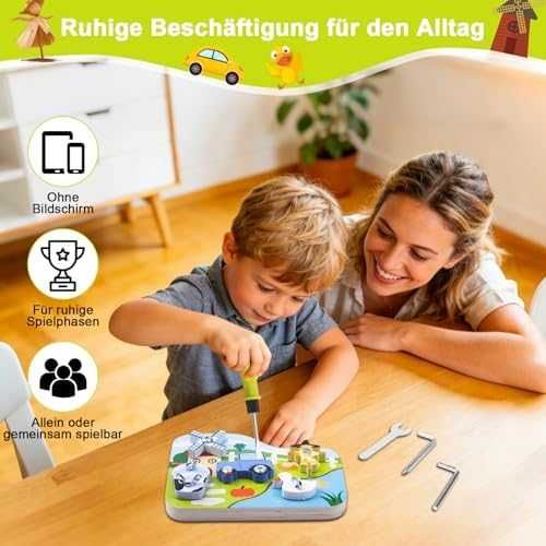 Нова Монтесори дървена играчка ферма с винтове и инструменти 3+ деца