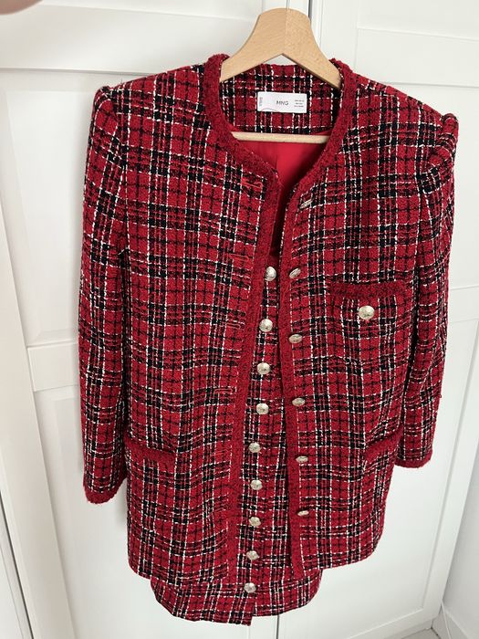 Sacou rosu sacou rochie scurta Mango XS nasturi aurii