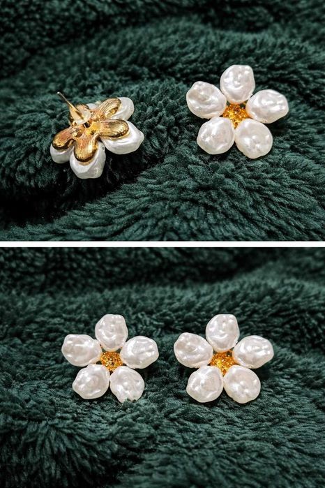 [NOU] Cercei din perle naturale n forma de floare