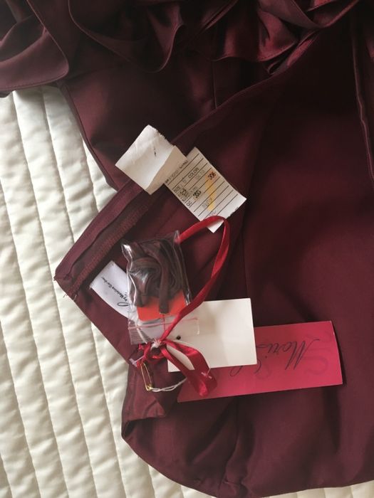 НОВА MORI LEE абитуриентска бална официална рокля тъмно червена XS S