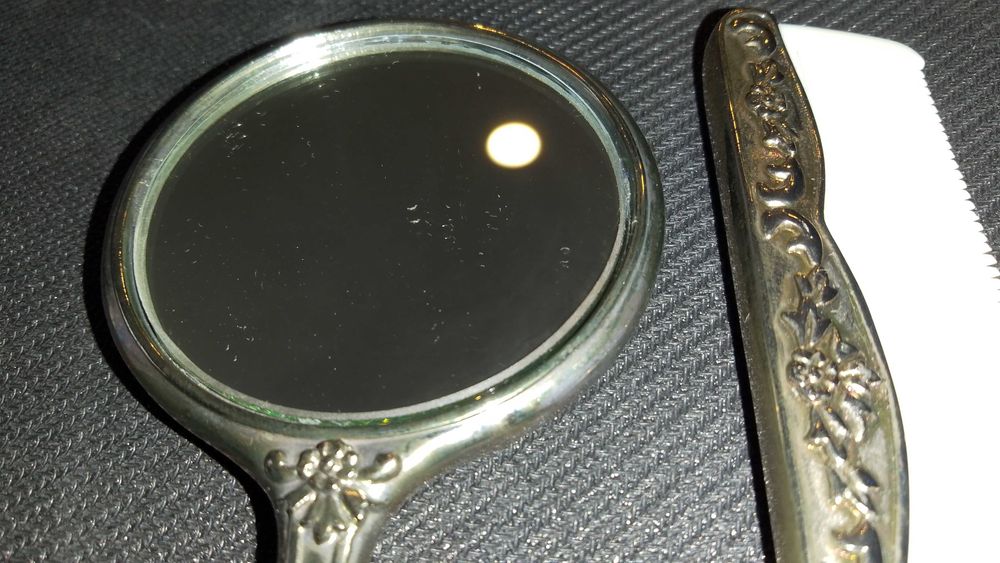 Set obiecte de toaleta Vintage, Silver plated, stil Art Nouveau