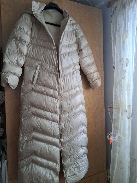 Palton lung de iarna Bej