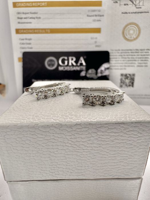 Сребърни обеци с мойсанит (Диамант) 1 карат