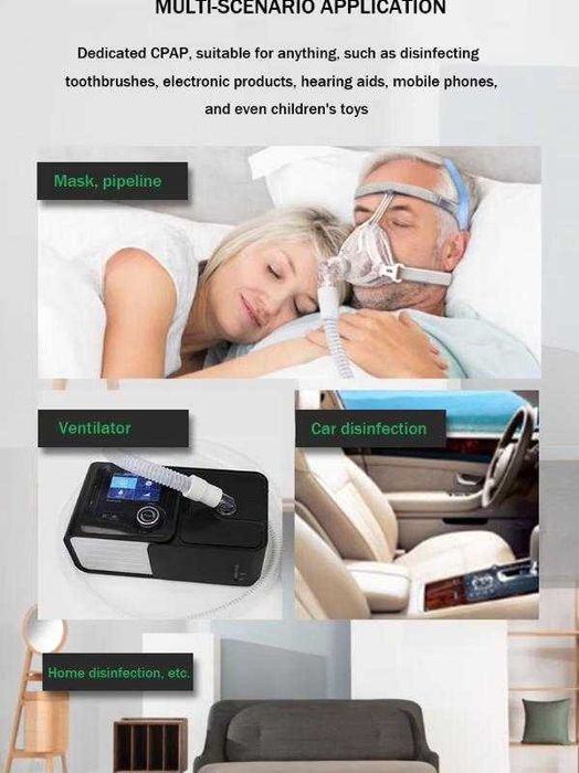 Озонов Дезинфикатор за BiLevel CPAP Апарат за Сънна Апнея Озон Генератор с Чанта и 4 броя Накрайника Озонов Генератор за Почистване на ЦПАП Апарат