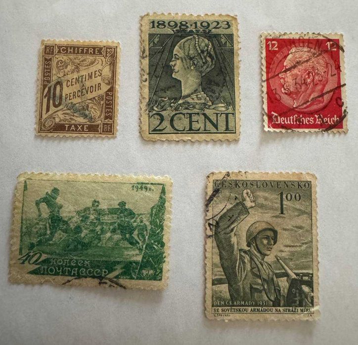 марки Франция, СССР, Чехословакия, Нидерланды, Германия