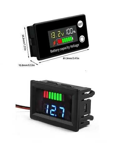Voltmetru de panou cu afisaj procent baterie, 8V-100VDC, 12-60VDC