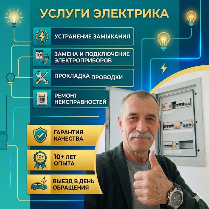 Электрик: замена автоматов, монтаж проводки и электрощита!