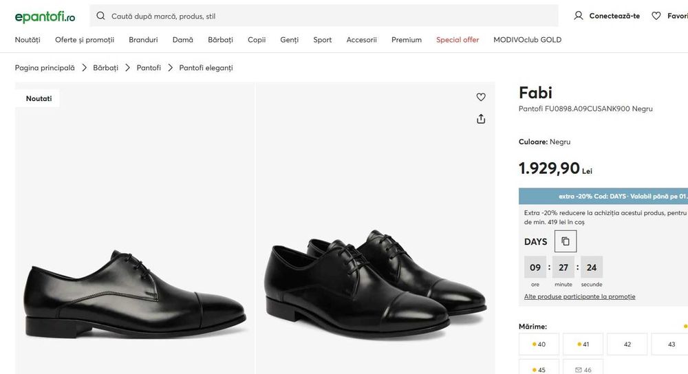 Pantofi derby 44 44.5 lucrati manual FABI de lux piele naturala moale