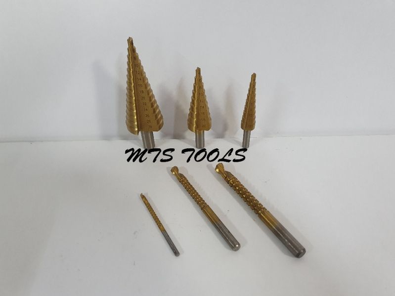 Set burghiu conic in trepte spiral perforator 6 piese