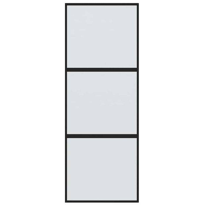 Ușă glisantă, negru, 76x205 cm, sticlă securizată și aluminiu