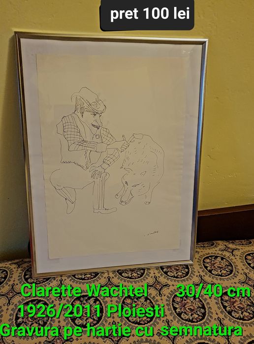 Gravura pe hartie cu semnatura