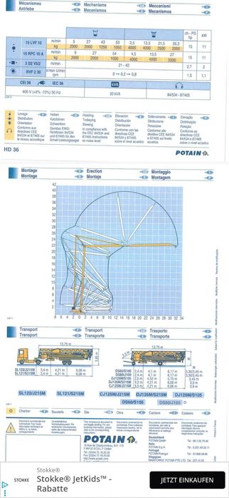 Vind Macara Potain Kran HD 36