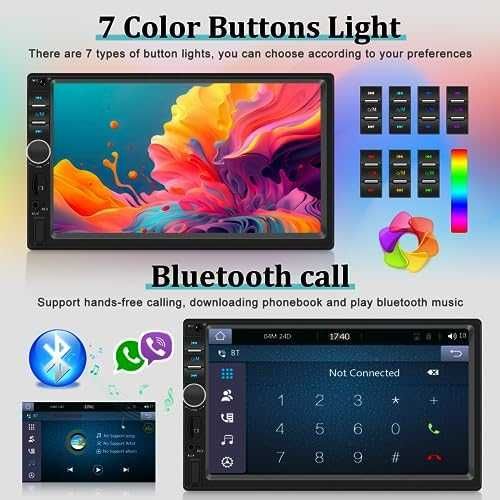 Нов 7" Двоен Дин CarPlay Android Auto Авто Радио + Камера за кола
