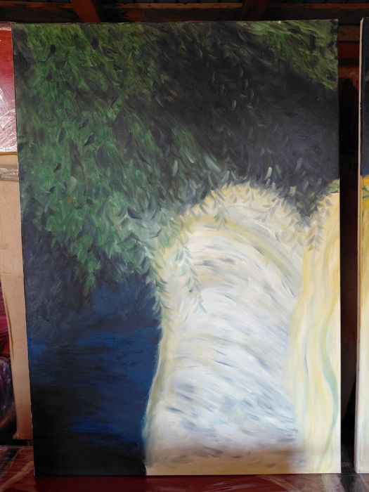 Tablou poliptic (set 4 piese) „Nimfă la apus” – Pictură în ulei, 140x200 cm, semnat