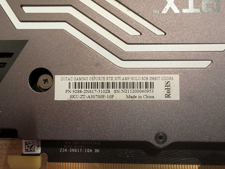Zotac RTX 3070 AMP Holo 8GB – за ремонт/части, артефакти